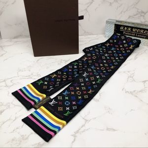 SOLD Louis Vuitton Murakami black multicolored bandeau twilly scarf Rare
